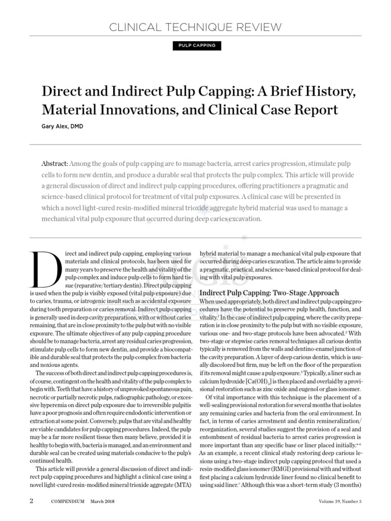 Alex - Direct Pulp Capping 2018 | PDF | Health Sciences | Chemistry