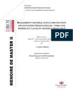 Memoire de Master II Reglement General Sur La Protection Des Donnees Personnelles - Vers Une Remise en Cause Du Modele Français