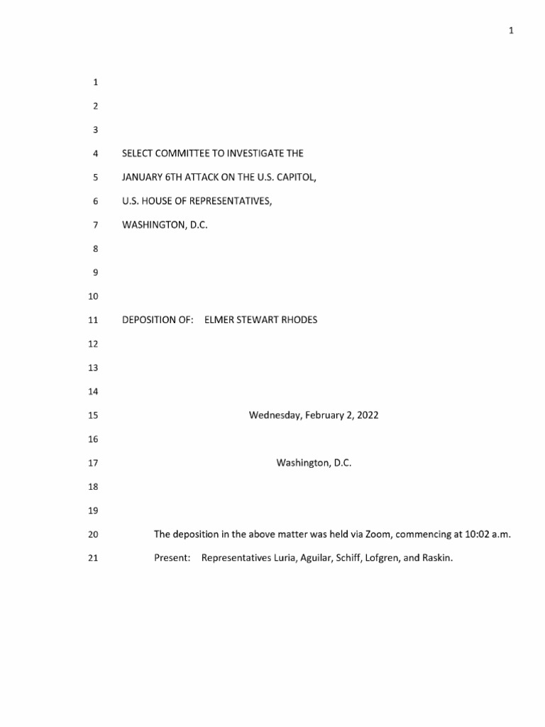 Elmer Stewart Rhodes Jan 6 Cmte Transcript | PDF