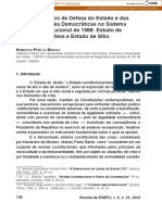 Mecanismos de Defesa Do Estado e Das Instituições Democráticas No Sistema Constitucional de 1988: Estado de Defesa e Estado de Sítio