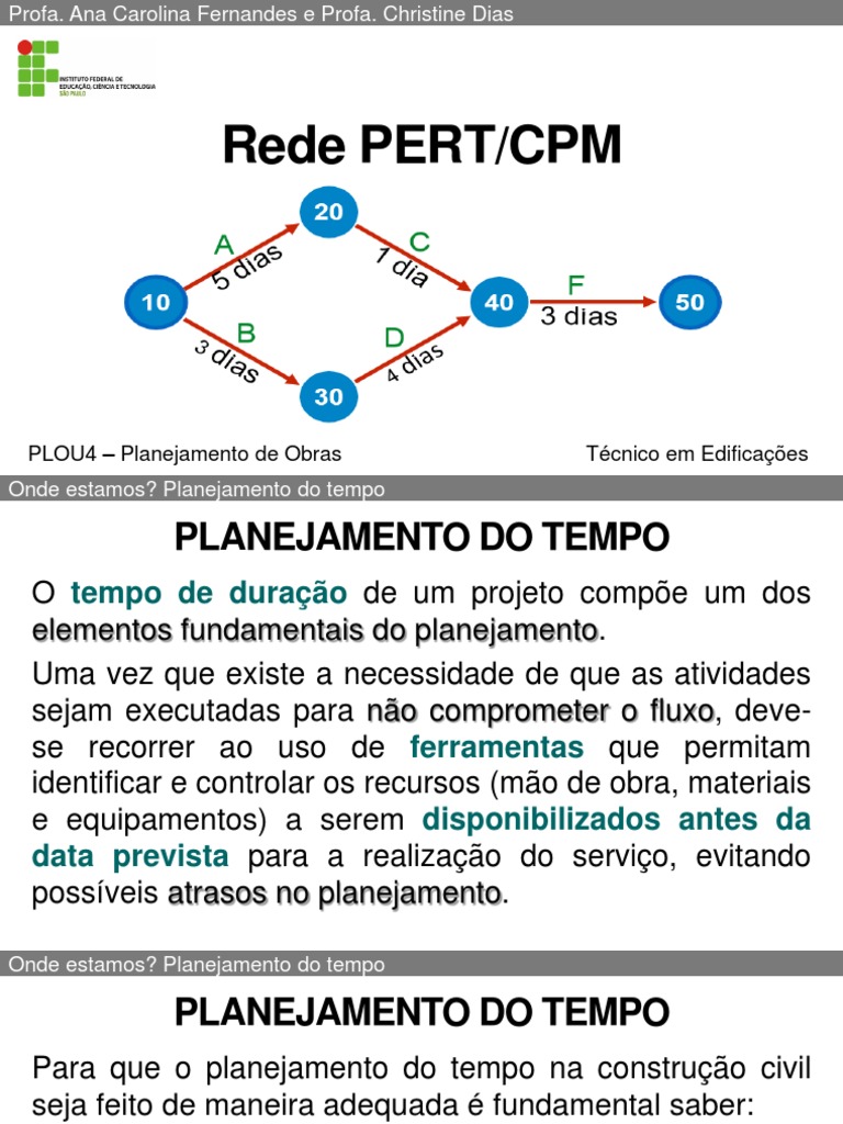 Planejamento de obras com rede PERT/CPM | PDF