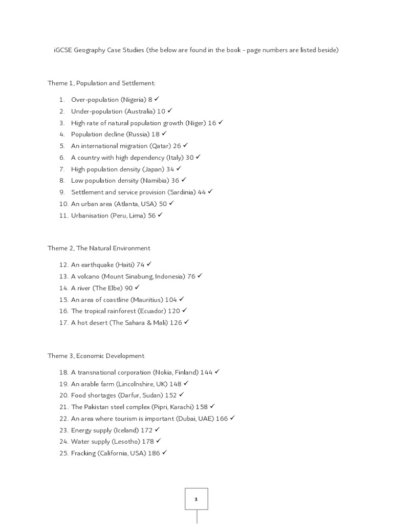 Igcse Geography Case Studies