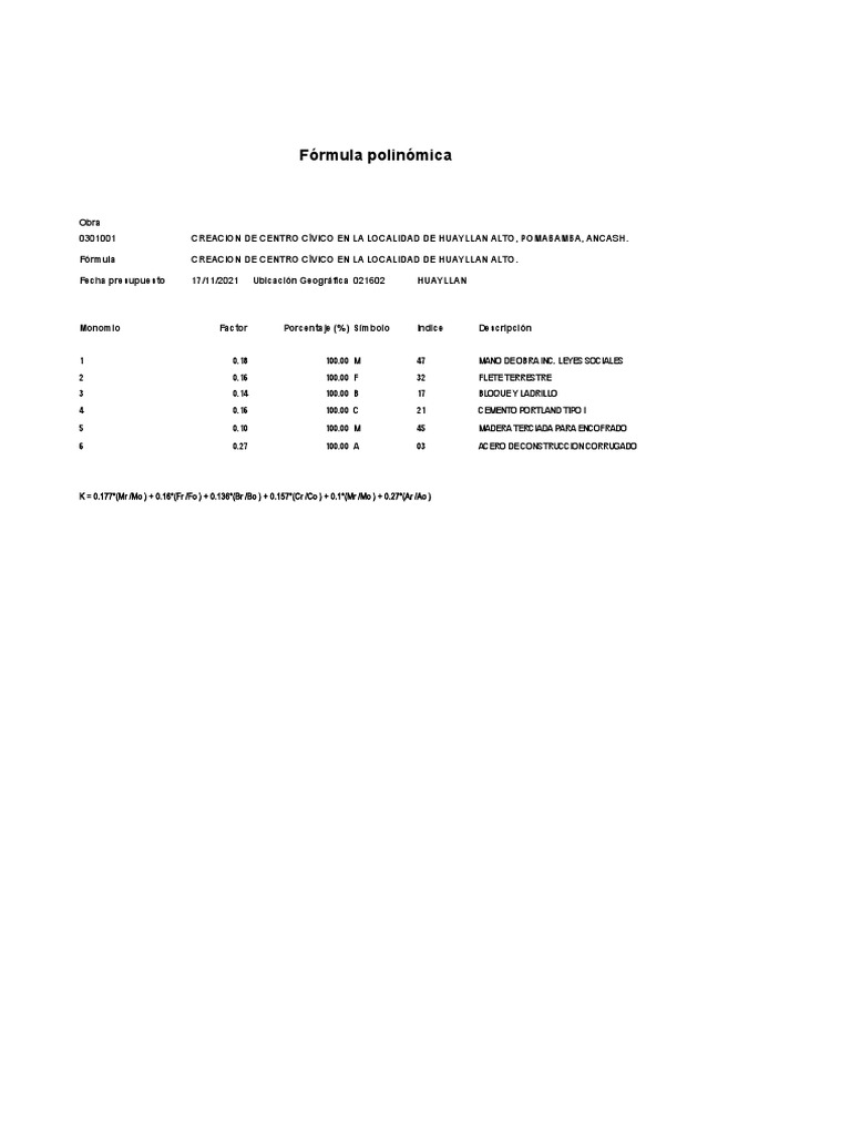 Fórmula Polinómica ET - MDH | PDF