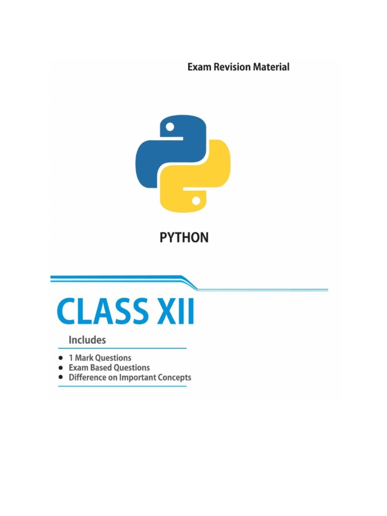 Class 12 Exam Revision Material | PDF | Control Flow | String (Computer ...