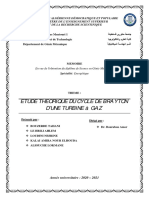 Etude Theorique Du Cycle de Brayton D'une Turbine À Gaz