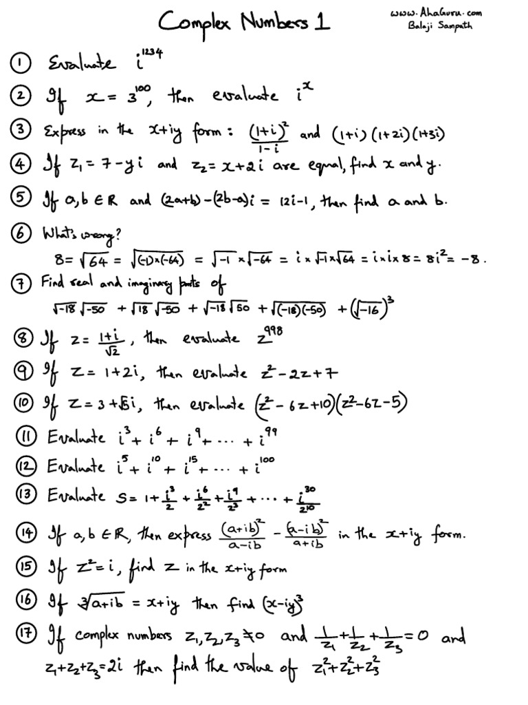 Complex number calculations evaluating expressions involving i adding