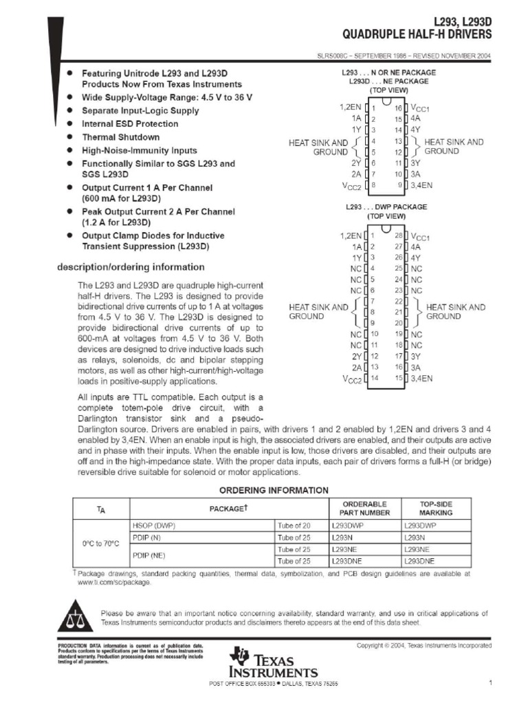 l293ddwp Quad Driver H | PDF