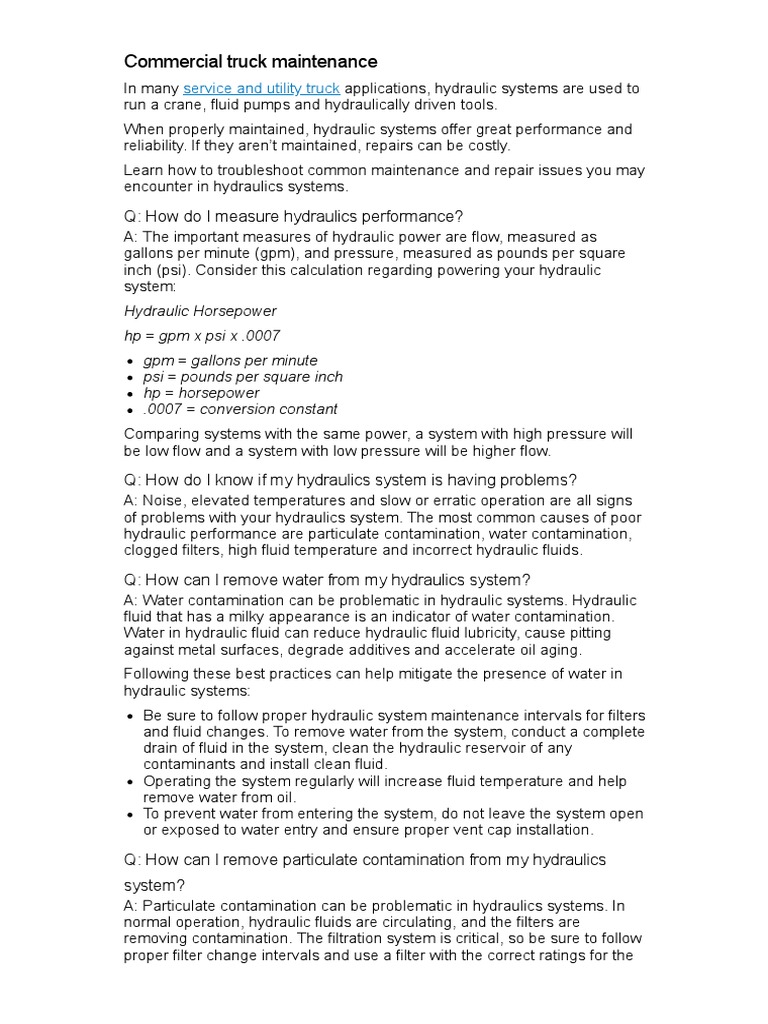 Common Hydraulic System Problems PDF Valve Pump