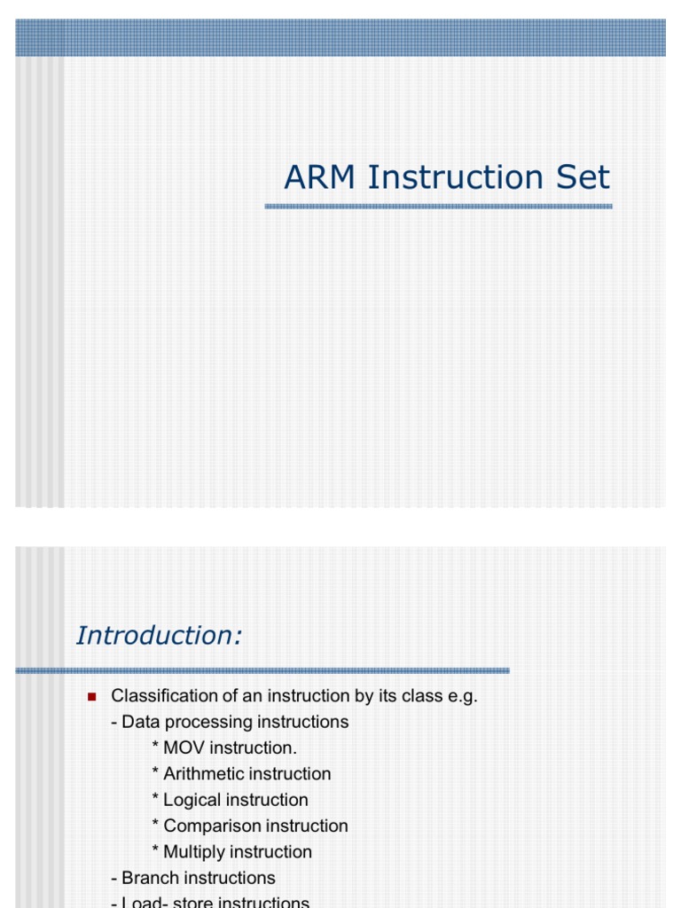 Arm instruction set pdf instruction set arm architecture