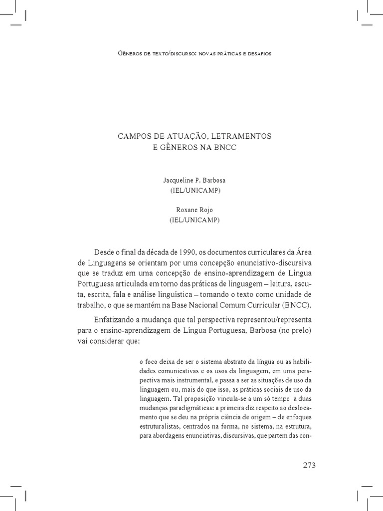 Campos de Atuação e Letramentos na BNCC | PDF | Sociologia | Internet