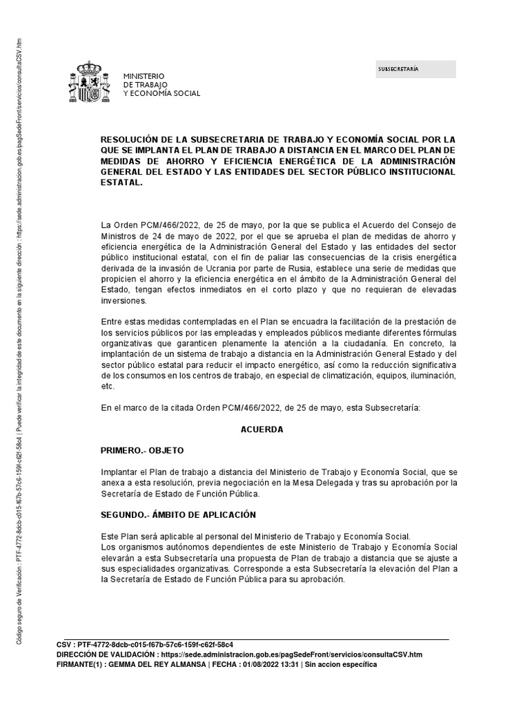 Plan de Trabajo A Distancia MITES | PDF | Uso eficiente de energía ...