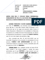 Señor Juez D E L 2° Juzgado Penal Unipersonal Permanente D E Villa E L Salvador S E D E Villa D E L Mar Dela Cortesuperior Dejusticia Delimasur