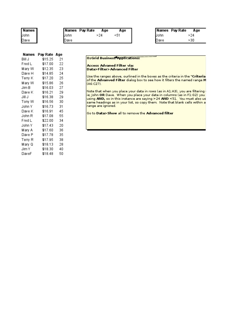 Advanced Filter | Microsoft Excel | Internet Forum