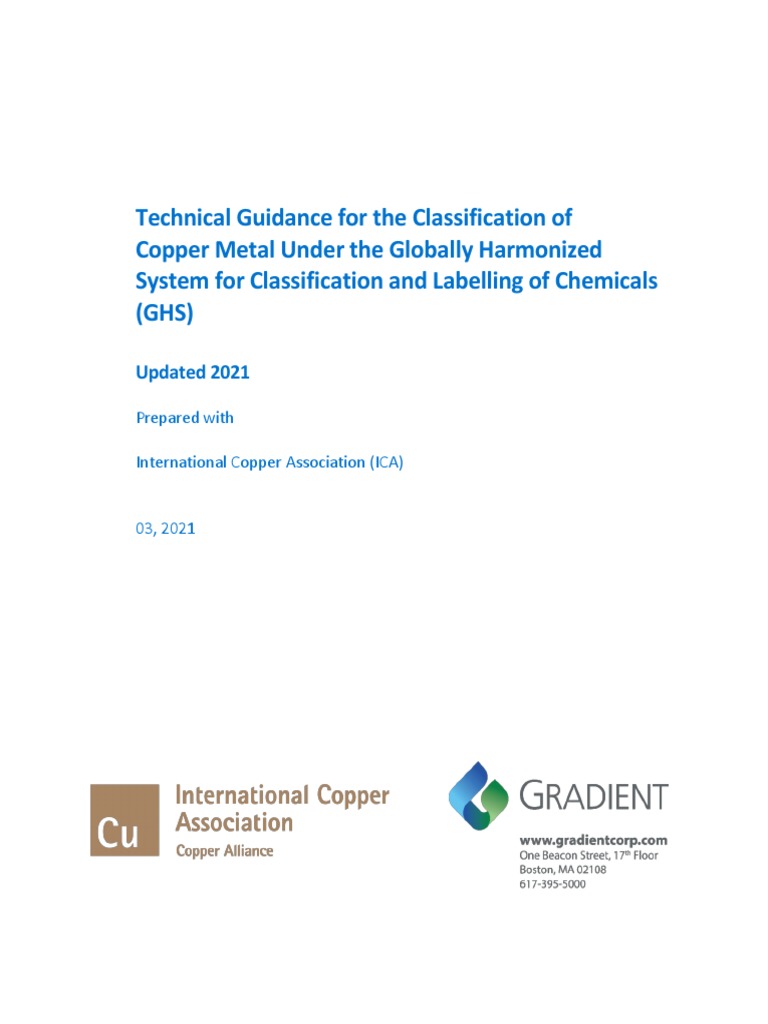 Classification of Copper Metal Under the Globally Harmonized System for Classification and
