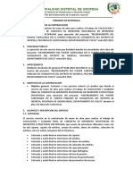 TDR Servicio Mano de Obra Colocado de Concreto