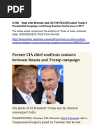 ICYMI - Read What Brennan Said ON THE RECORD About Trump's Presidential Campaign, Confirming Russian Interference in 2017