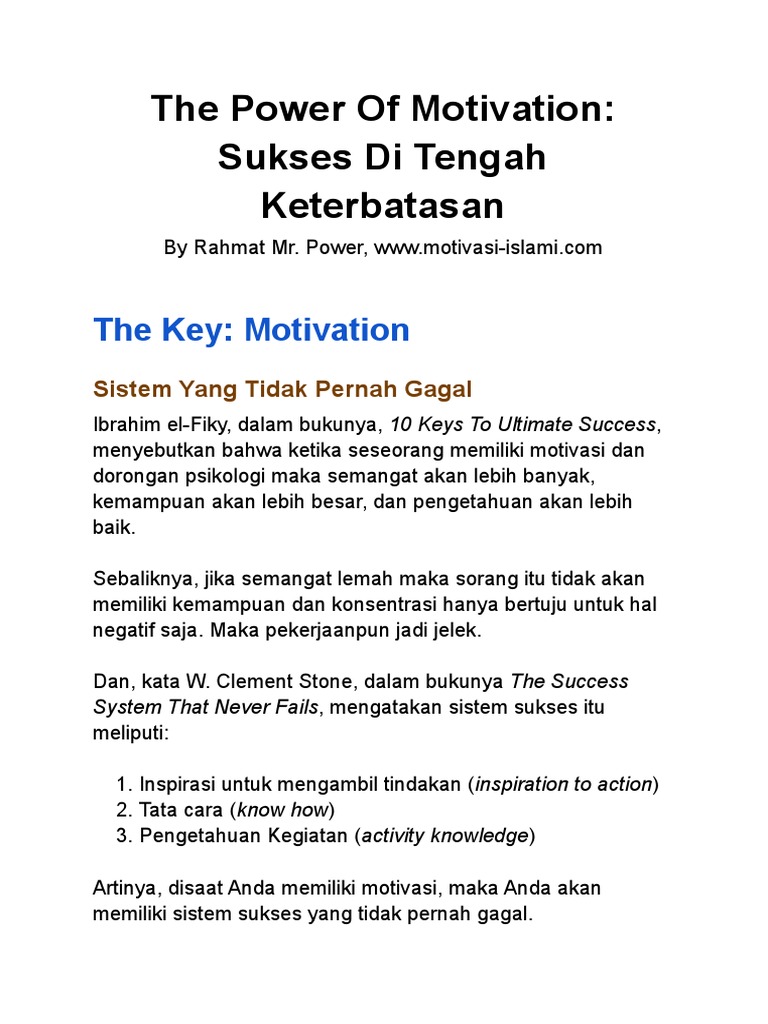 Kekuatan Motivasi untuk Sukses | PDF