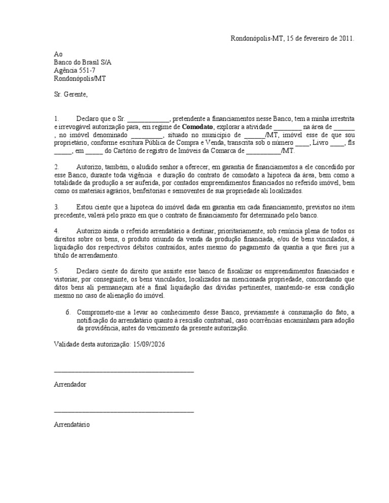 Carta De Anuencia Banco - r Carta De