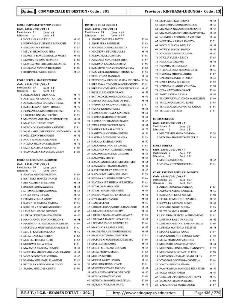 Commerciale Et Gestion Kinshasa-Lukunga | PDF