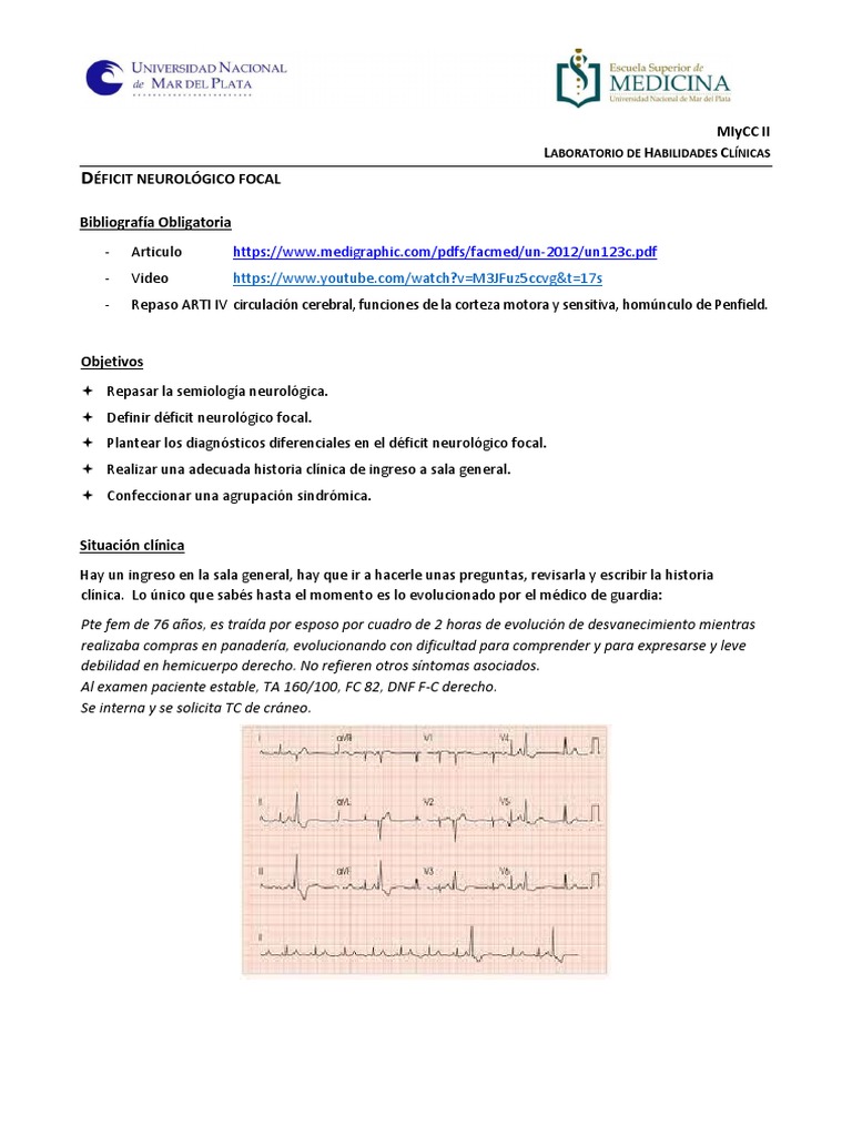 Déficit Neurológico Focal: Guía Clínica | PDF | Neurología | Clínica