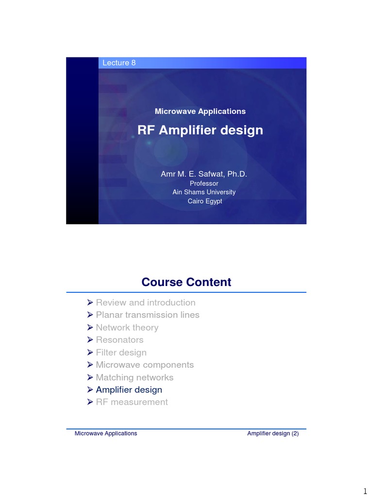 Lect 8 Amplifier Design PDF Amplifier Signal Processing