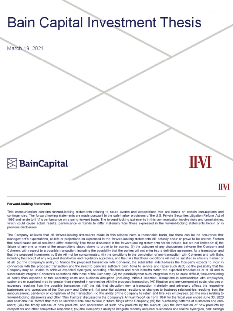 bain capital investment thesis