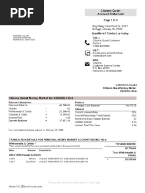 Babs DAM Citizens Quest Money Market, January 2022