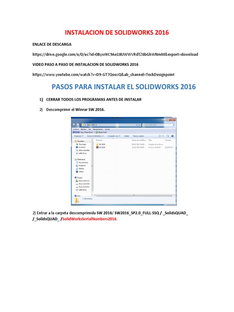 Instalacion de Solidworks 2016 en Win7 - Win 10 | PDF