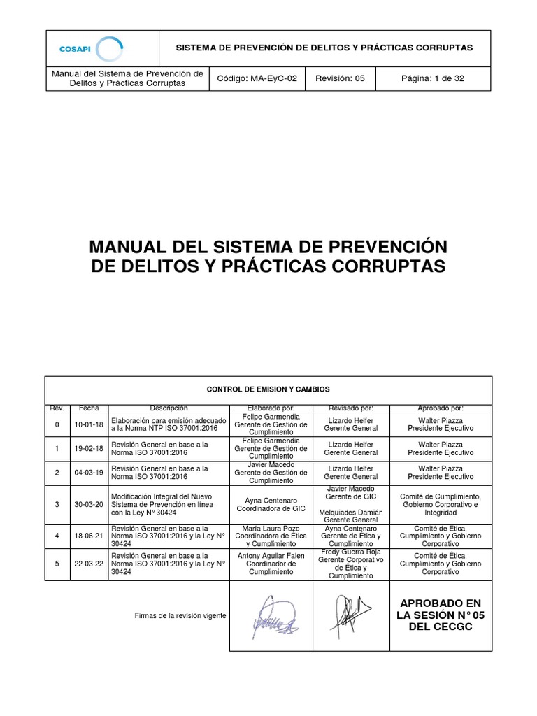 Modelo de Prevención de Delitos 30424 | PDF | Corrupción política ...