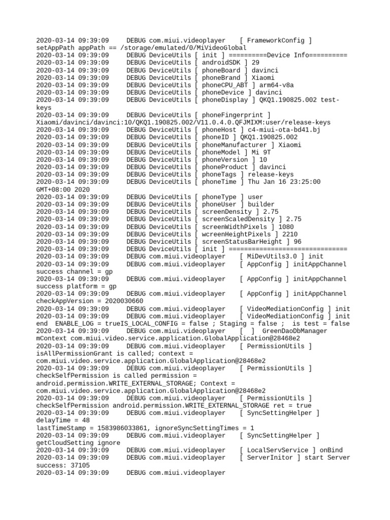 Mi Video Player Debug Log | PDF | Proxy Server | Information Age