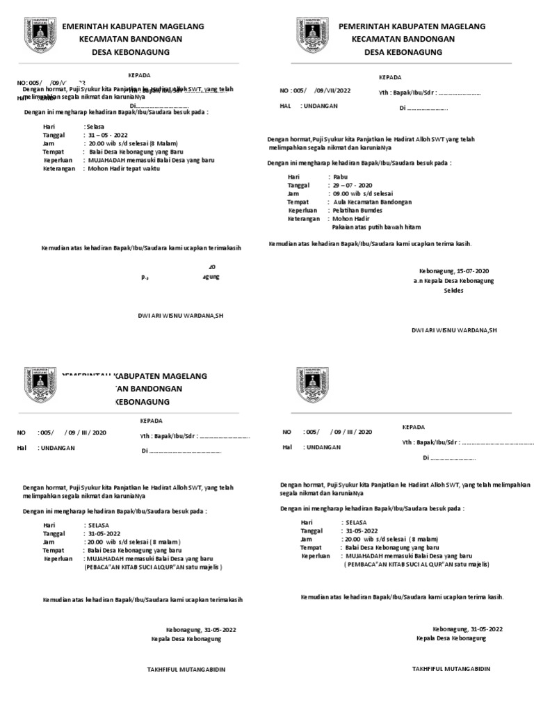 Undangan Rapat Desa 2&4 Und | PDF