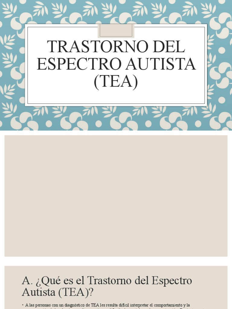 Trastorno Del Espectro Autista (TEA) | PDF | Espectro autista ...