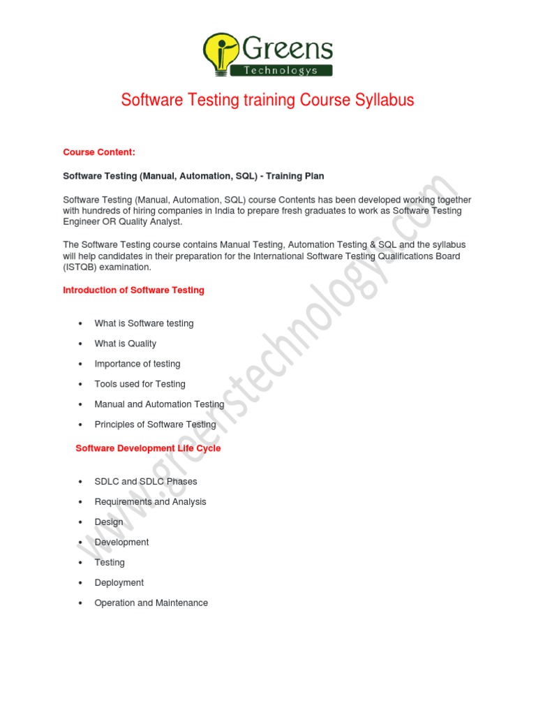 Software Testing Course Content | PDF | Software Testing | Agile