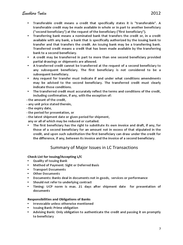 Letter Of Credit Rules Ucp 600