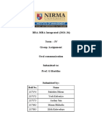 BBA-MBA Integrated (2021-26) Term - IV Group Assignment Oral Communication Submitted To: Prof. G Haritha