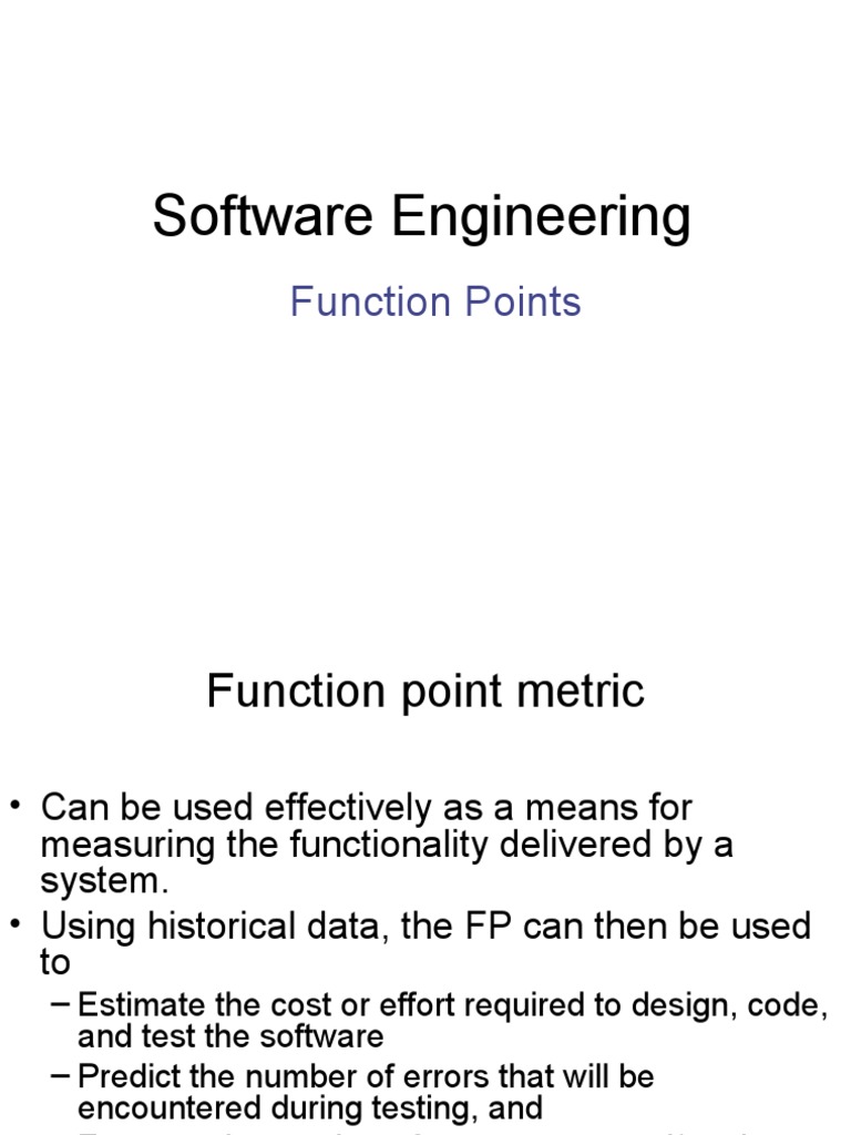 Software Engineering: Function Points | PDF | Input/Output | Function ...