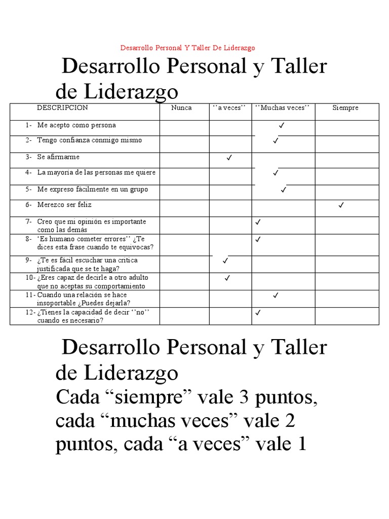 Taller de Liderazgo y Desarrollo Personal | PDF