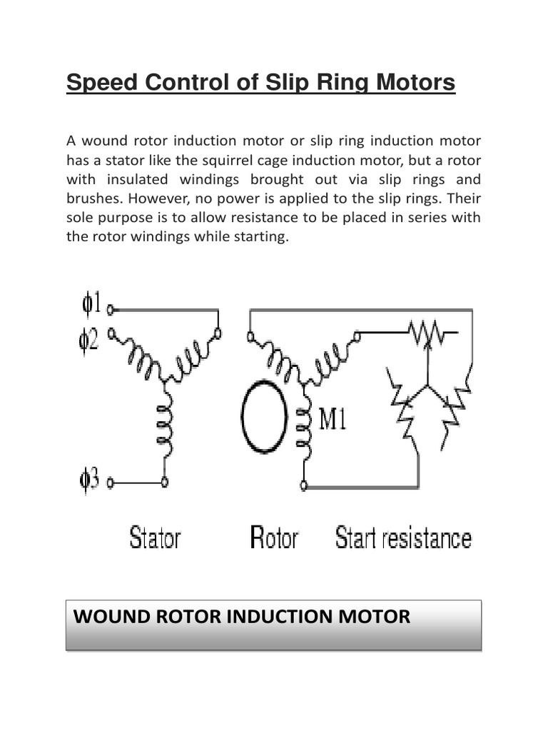 Speed Control of Slip Ring Motors PDF Electric Motor Rotating