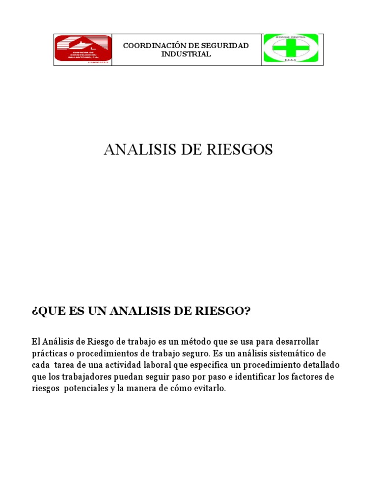 Analisis De Riesgos Paso A Paso Pdf Riesgo Gestión De Recursos