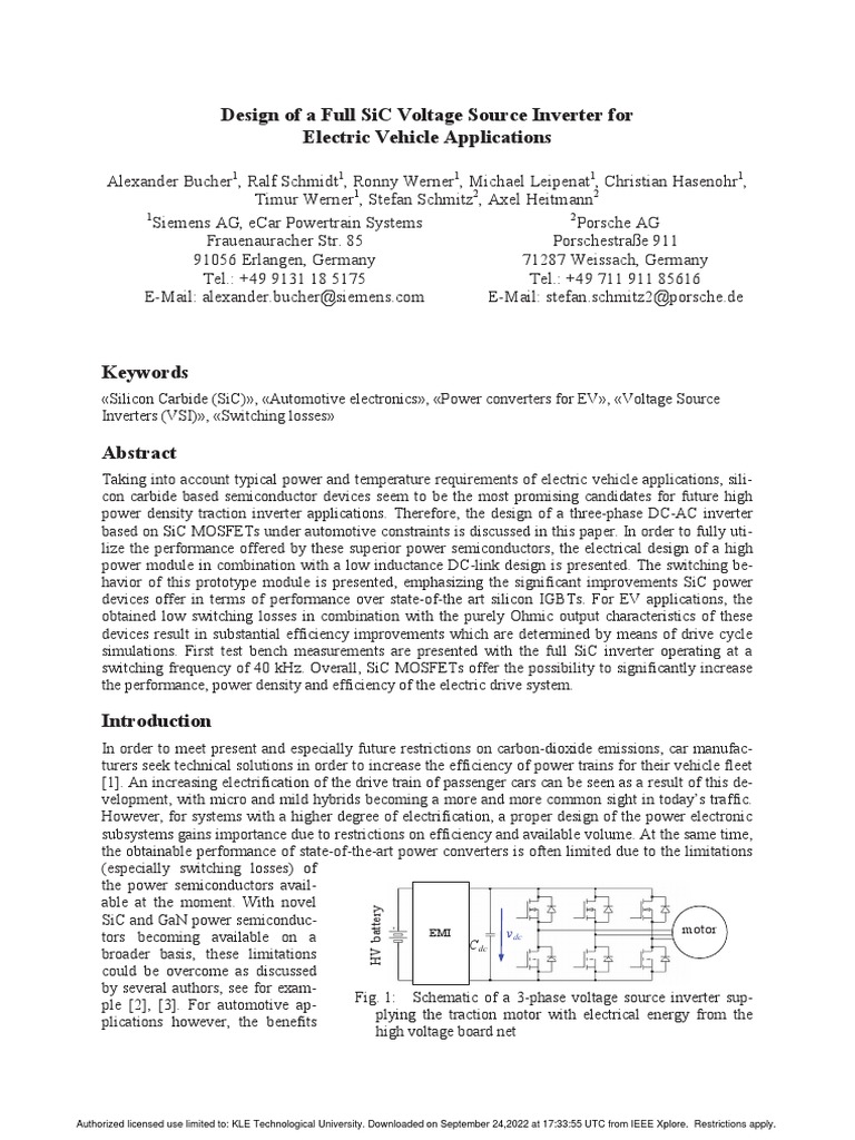 SiC Inverter Design for Electric Vehicles | PDF | Power Inverter ...