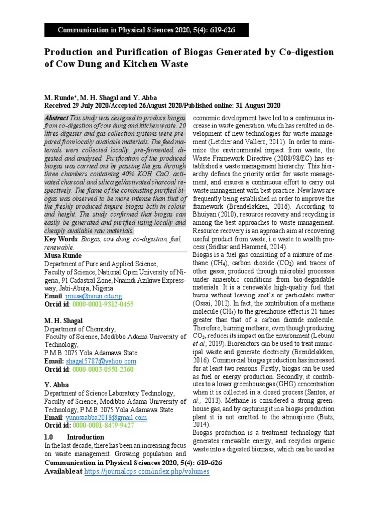 Biogas Production from Cow Dung & Waste | PDF | Infrared Spectroscopy ...