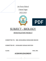 Bio Class Xi Investigatory Project 2022