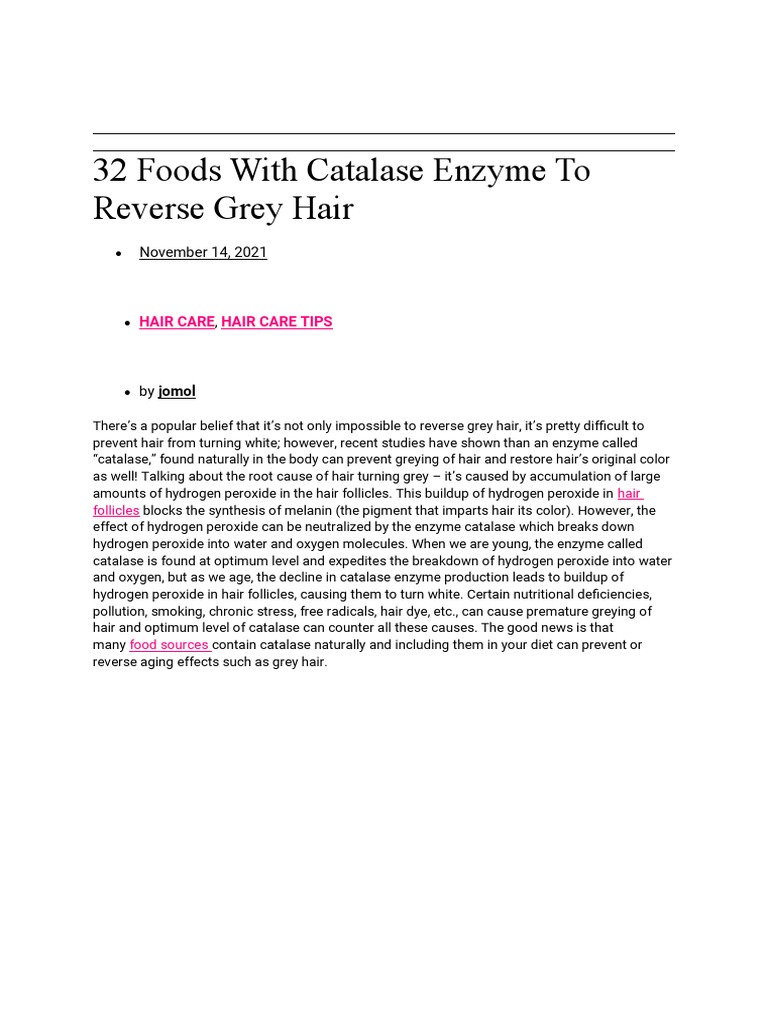 32 Foods With Catalase Enzyme To Reverse Grey Hair PDF Catalase