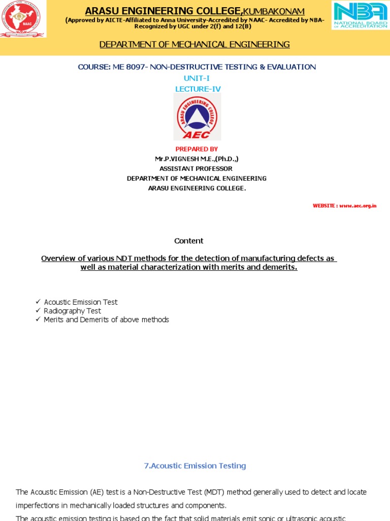 L-4-Over View of Various NDT Methods | PDF | Nondestructive Testing ...