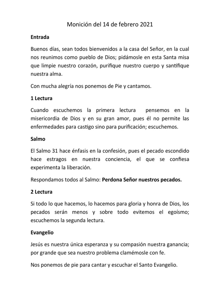 Monición Del 14 de Febrero 2021 PDF