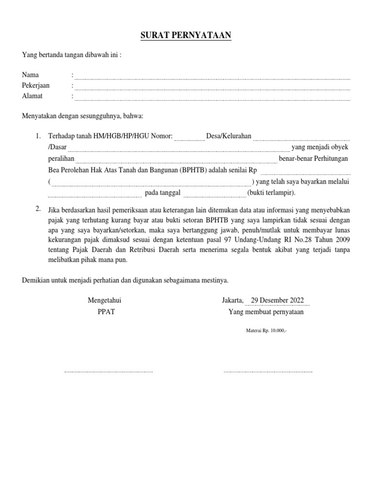 Surat Bphtb Pdf