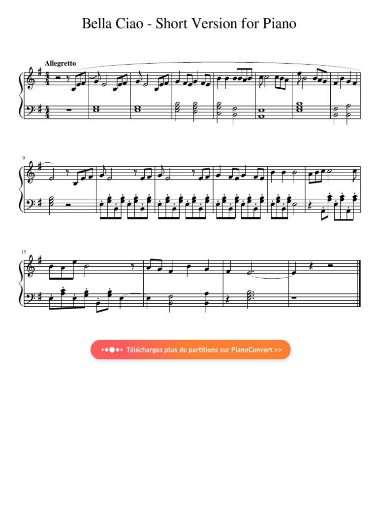 Bella Ciao Partition Facile PDF