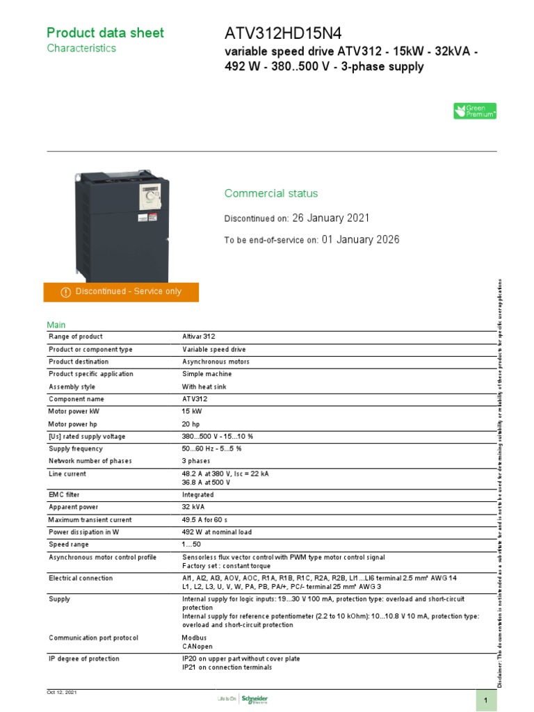 Altivar 312 - ATV312HD15N4 | PDF | Electric Motor | Electric Power