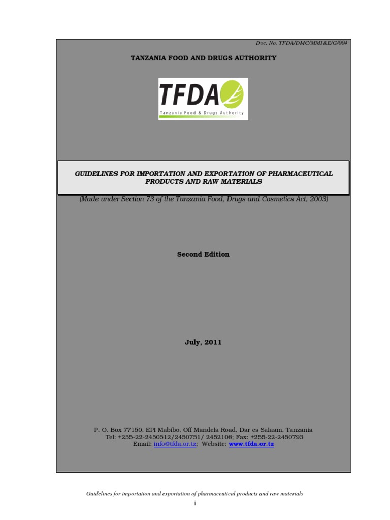Guidelines For Importation and Exportation of Pharmaceutical Products ... - Export License Restrictions For Pharma Products