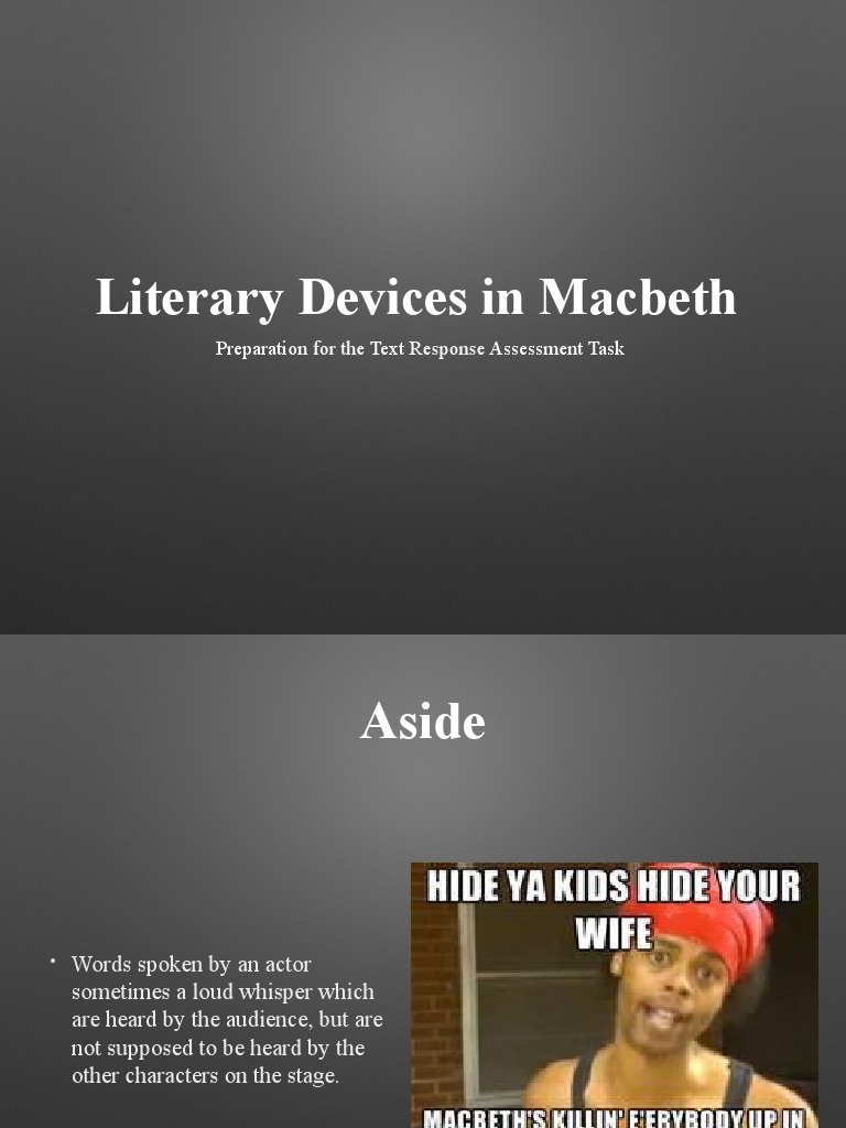 Macbeth Literary Technique PDF Macbeth Irony